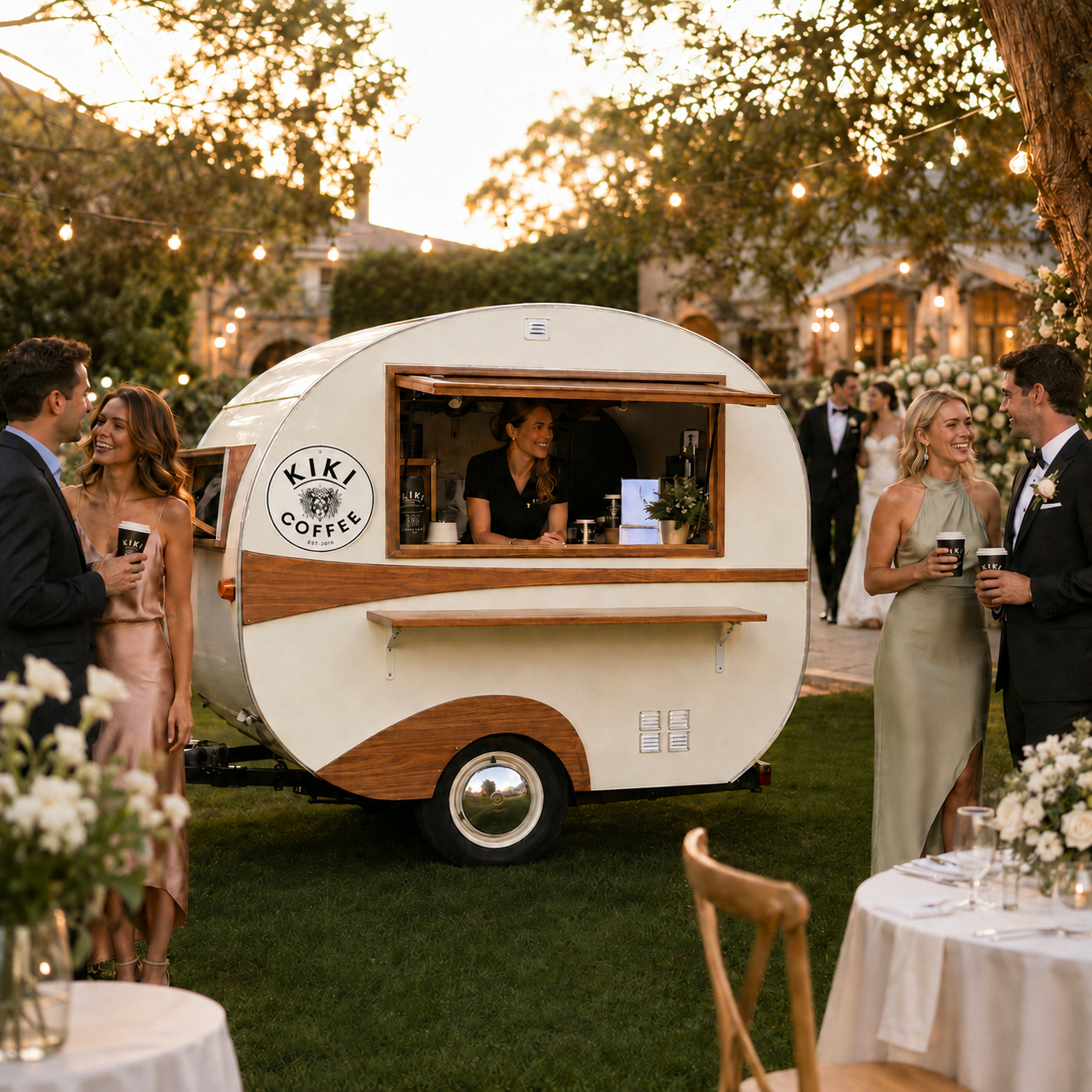 Coffee van serving guests at an event